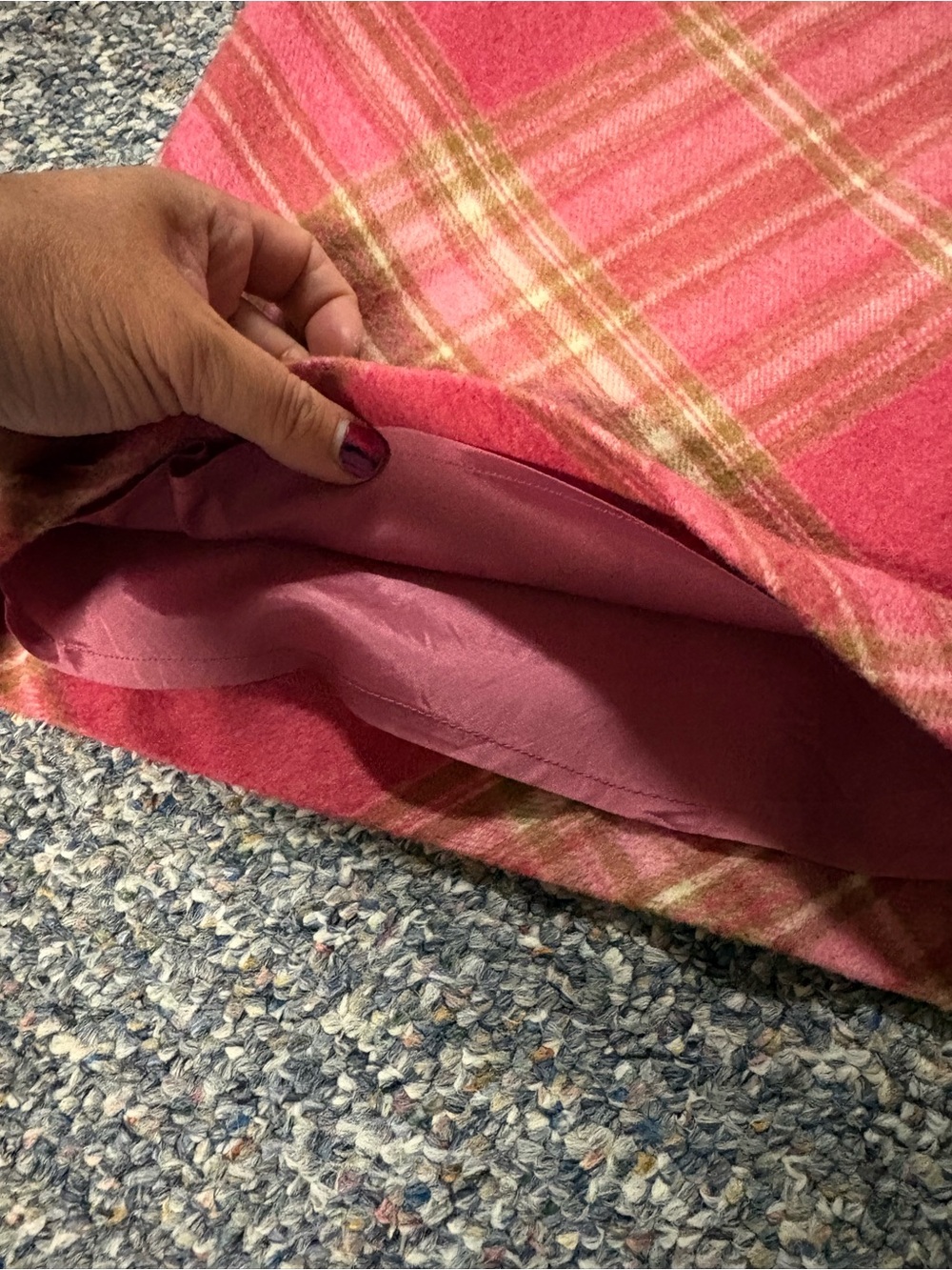 Kenneth Cole Red Plaid A-Line Skirt with Green & Cream Accents - Picture 2 of 4